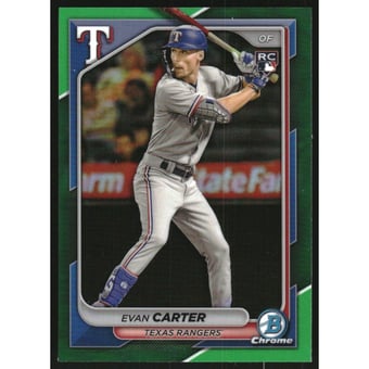 2024 Bowman Chrome Green Refractors #65 Evan Carter