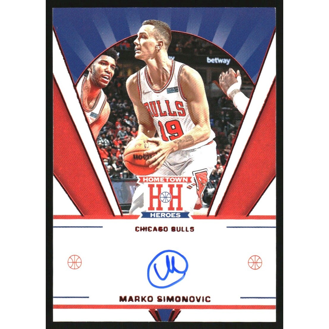 2021-22 Panini Chronicles Hometown Heroes Rookie Autographs Red #35 Marko Simonovic. rookie card picture