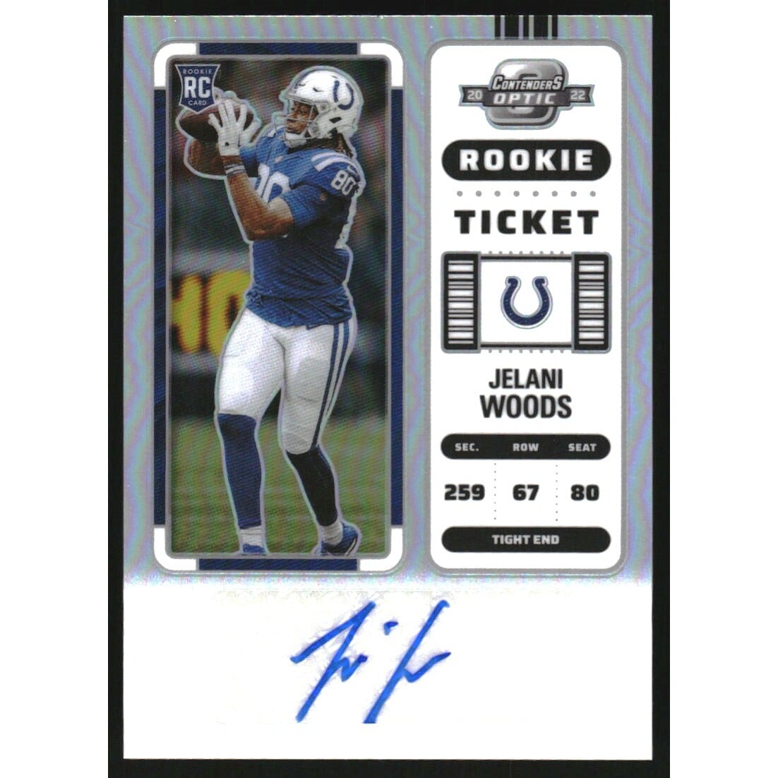 2022 Panini Contenders Optic Silver #172 Jelani Woods AU. rookie card picture