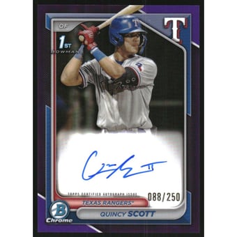 2024 Bowman Chrome Prospect Autographs Purple Refractors #CPAQS Quincy Scott