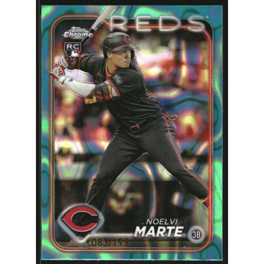 2024 Topps Chrome Aqua Lava Refractors #177 Noelvi Marte. rookie card picture