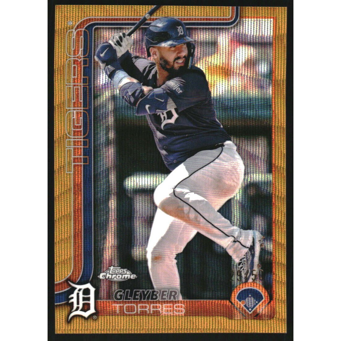 2025 Topps Chrome Gold Wave Refractors #190 Gleyber Torres. rookie card picture