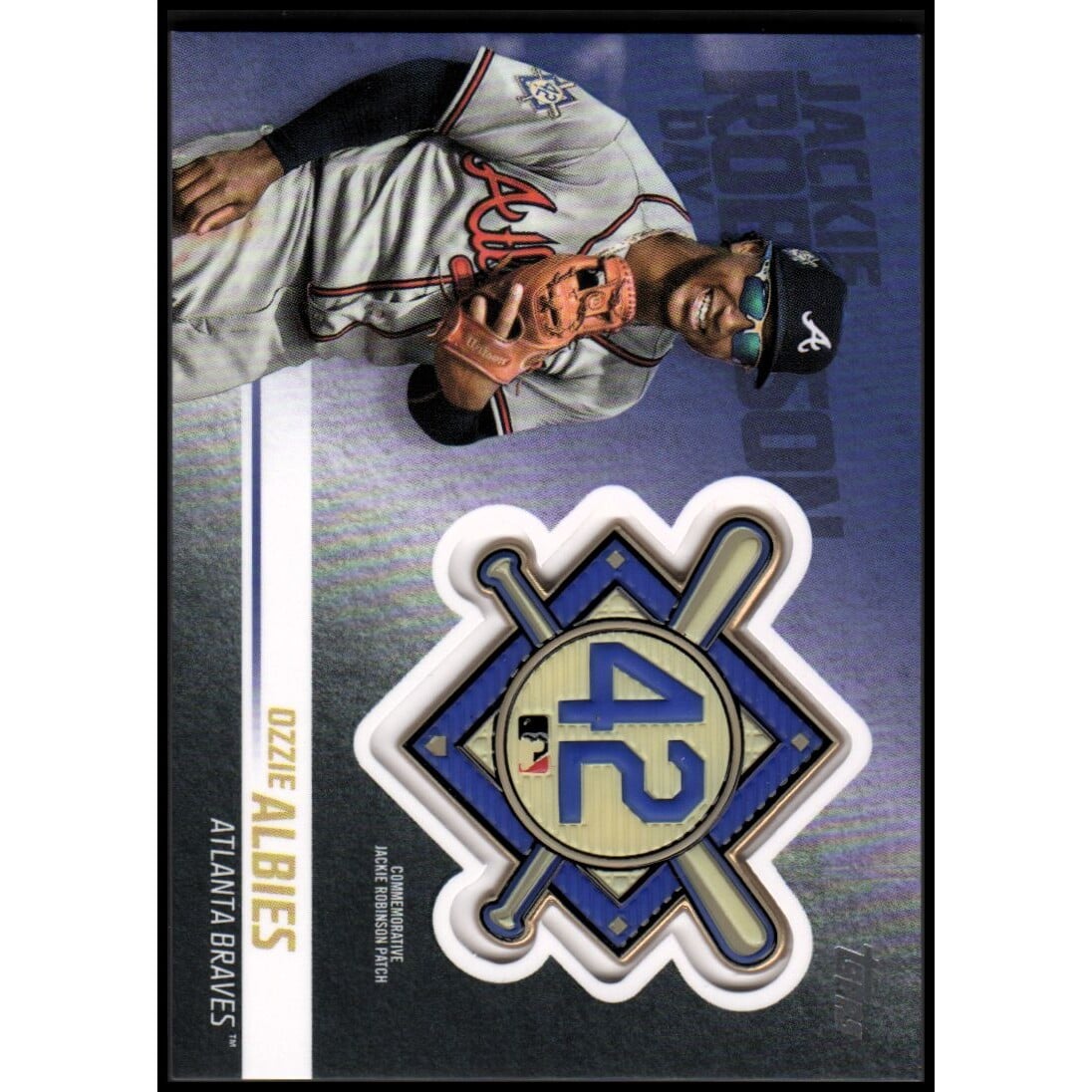 2018 Topps Update Jackie Robinson Commemorative Patches #JRPOA Ozzie Albies. rookie card picture