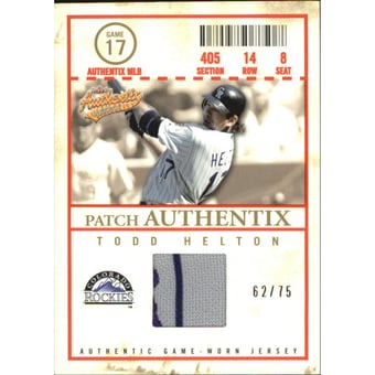 2005 Fleer Authentix Patch General Admission #TH Todd Helton