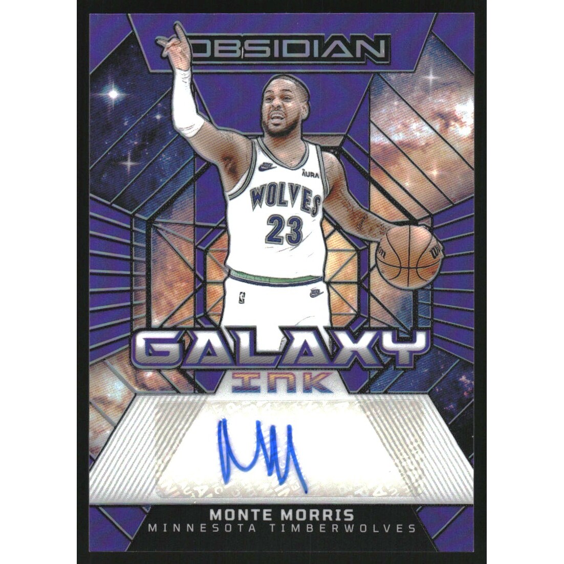 2023-24 Panini Obsidian Galaxy Ink Electric Etch Purple Flood #21 Monte Morris
