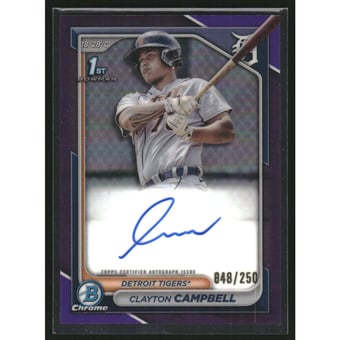2024 Bowman Chrome Prospect Autographs Purple Refractors #CPACCA Clayton Campbell