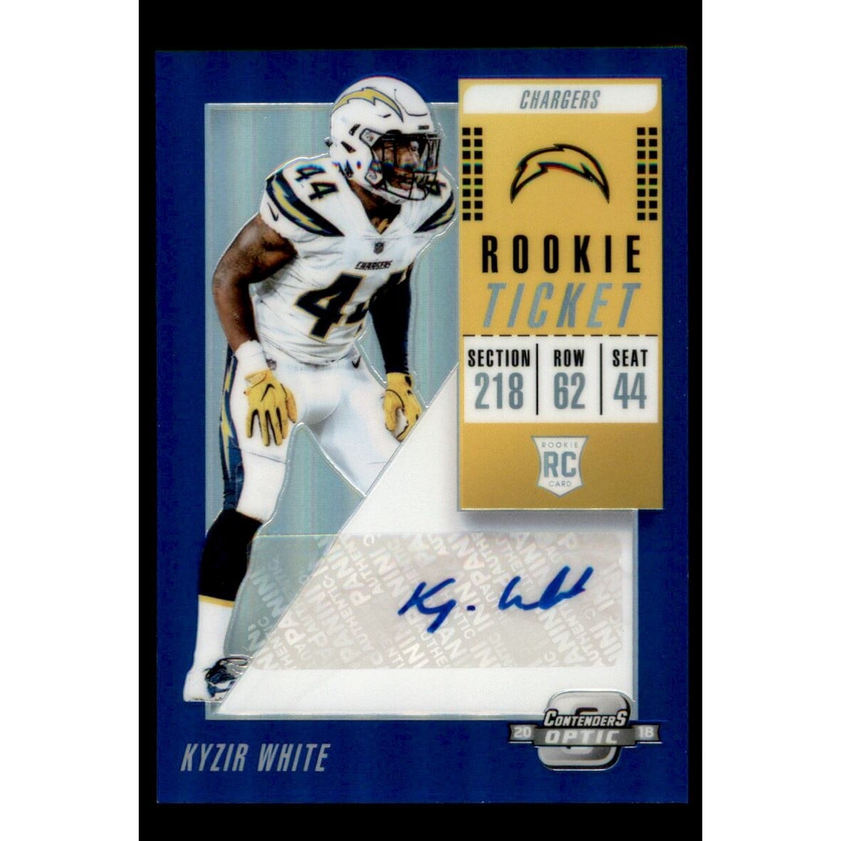 2018 Panini Contenders Optic Blue #190 Kyzir White AU/25. rookie card picture