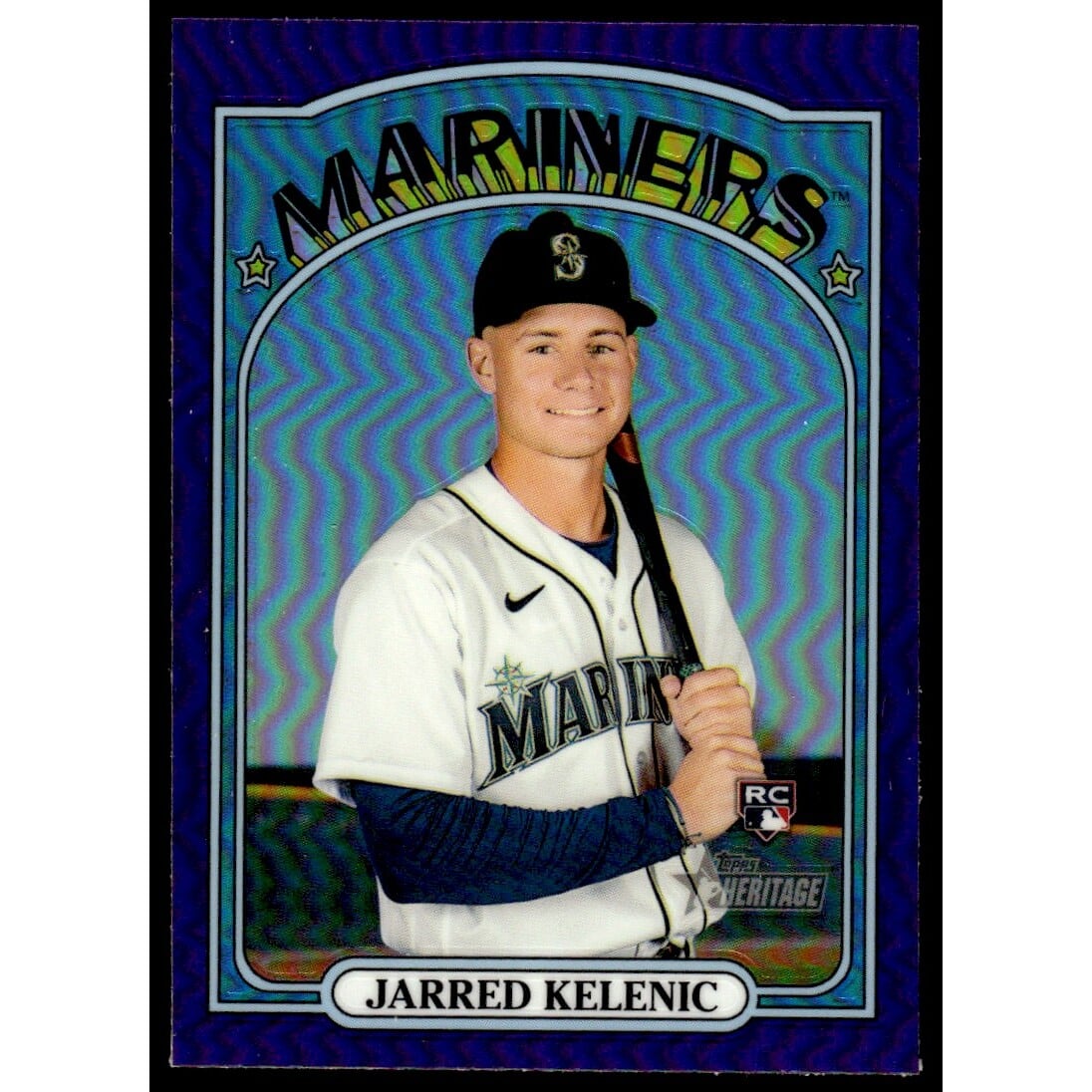 2021 Topps Heritage Chrome Purple Refractors #584 Jarred Kelenic. rookie card picture
