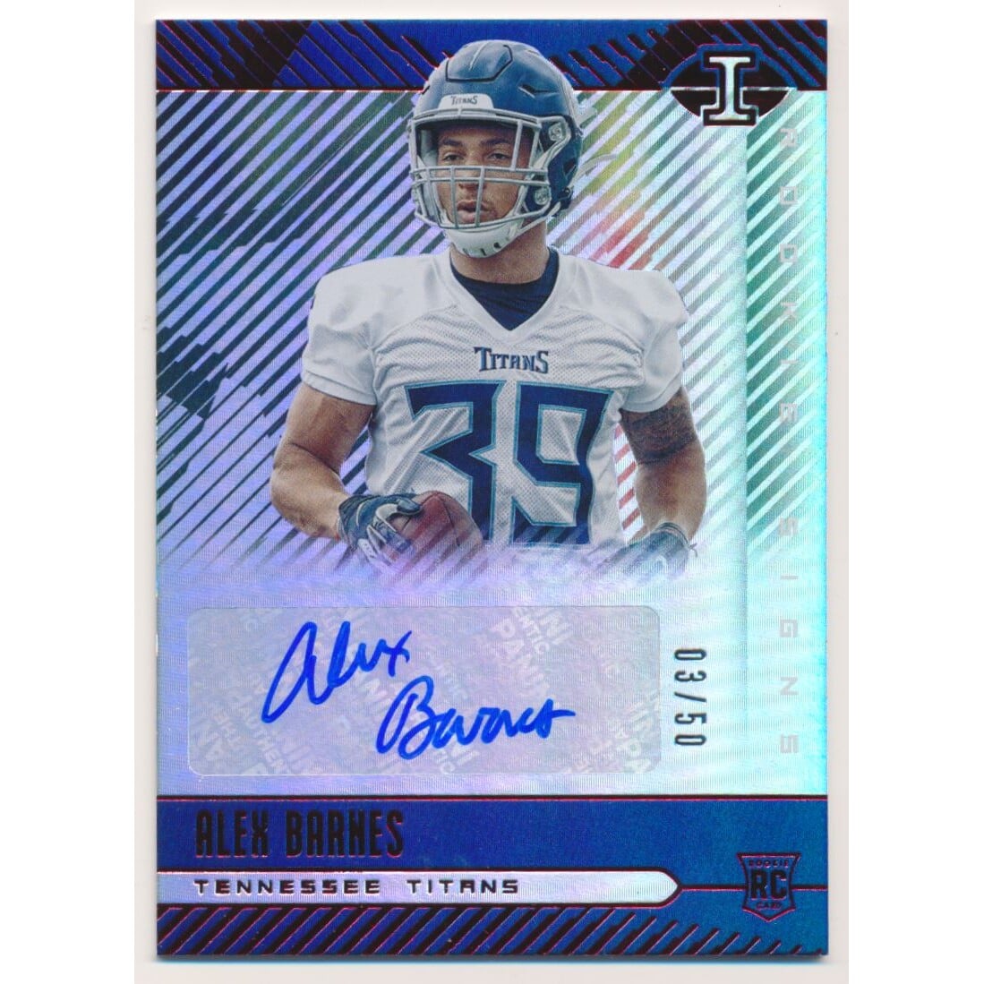 2019 Panini Illusions Rookie Signs Red #15 Alex Barnes. rookie card picture