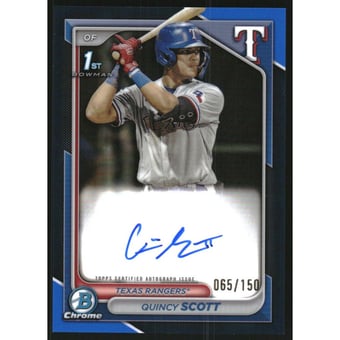 2024 Bowman Chrome Prospect Autographs Blue Refractors #CPAQS Quincy Scott