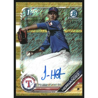 2019 Bowman Chrome Prospect Autographs Gold Shimmer Refractors #CPAJH Jonathan Hernandez