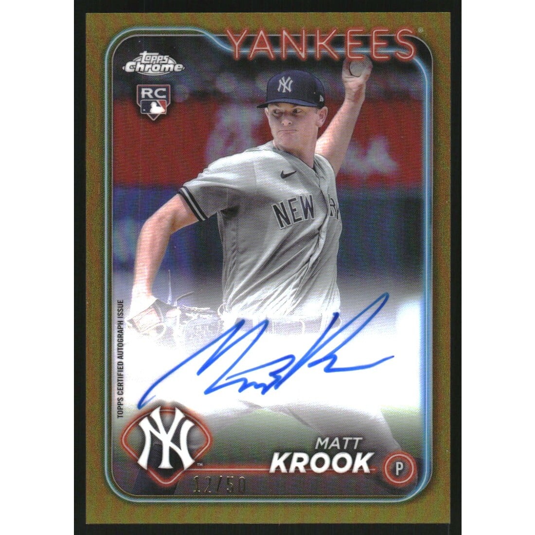2024 Topps Chrome Rookie Autographs Gold Refractors #RAMK Matt Krook. rookie card picture