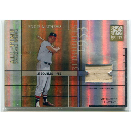 2003 Donruss Elite All-Time Career Best Materials Parallel #14 Eddie Mathews Bat/31. rookie card picture
