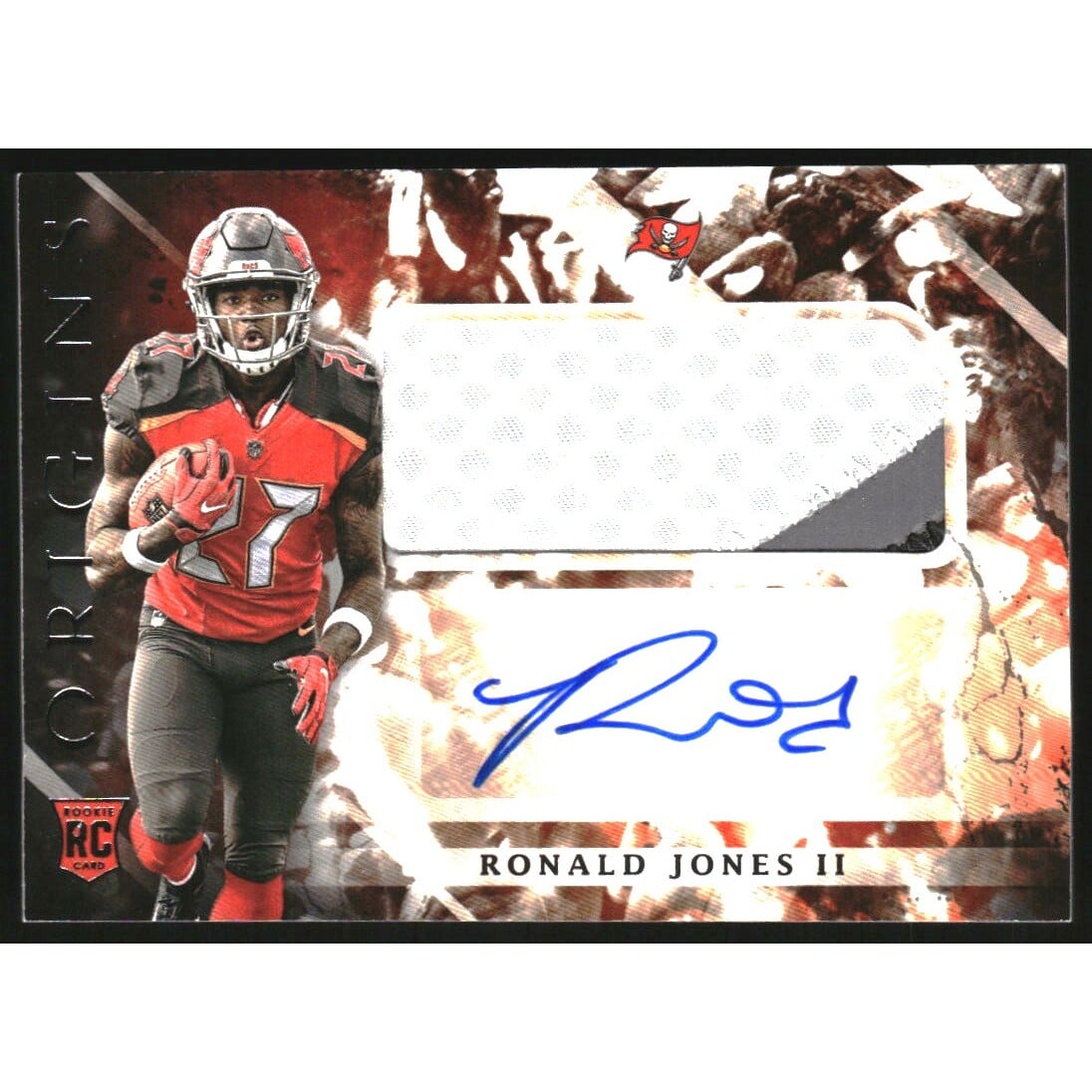 2018 Panini Origins #112 Ronald Jones II JSY AU RC. rookie card picture