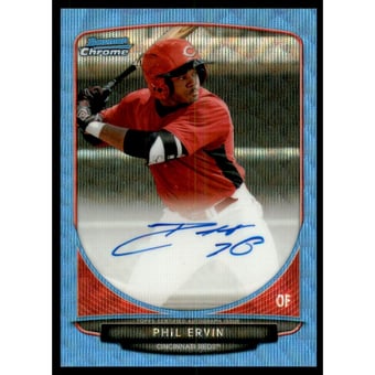 2013 Bowman Chrome Draft Draft Pick Autographs Blue Wave Refractors #PE Phil Ervin