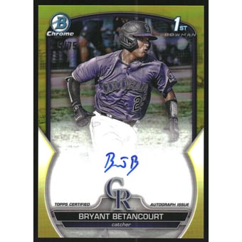 2023 Bowman Chrome Prospect Autographs Yellow Refractors #CPABB Braylon Bishop