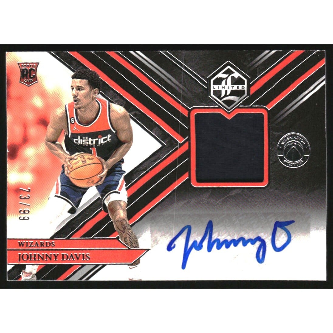 2022-23 Panini Chronicles Limited Rookie Jersey Autographs #10 Johnny Davis/99. rookie card picture