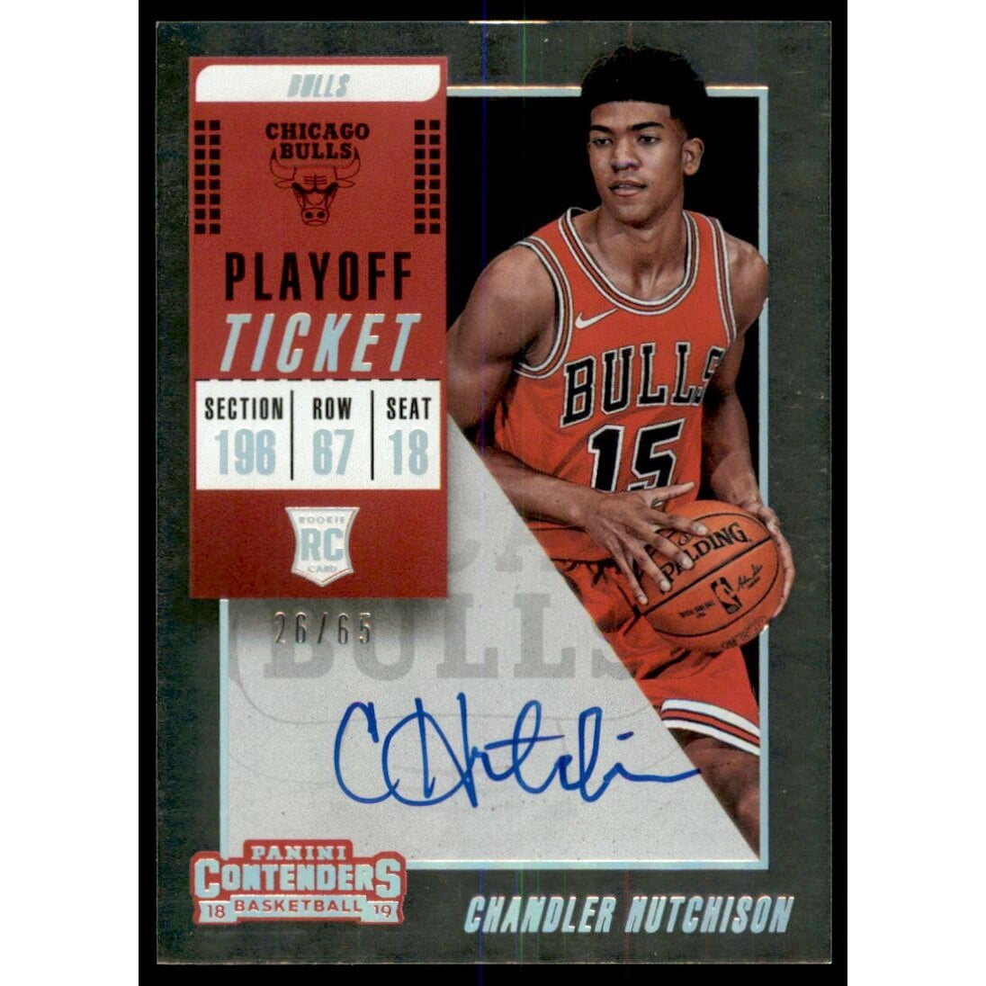 2018-19 Panini Contenders Playoff Ticket #140 Chandler Hutchison AU EXCH. rookie card picture