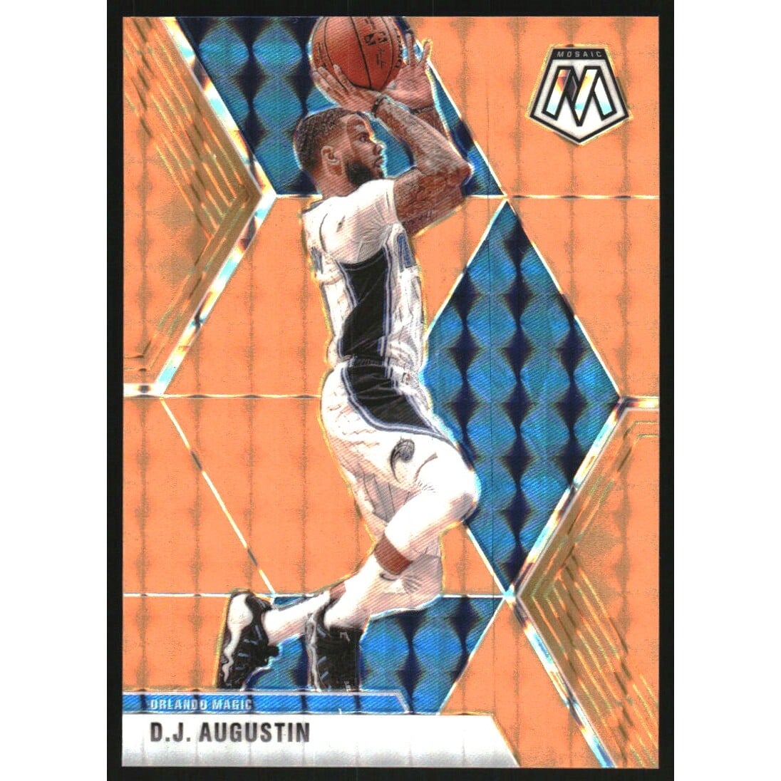 2019-20 Panini Mosaic Mosaic Orange Fluorescent #32 D.J. Augustin. rookie card picture