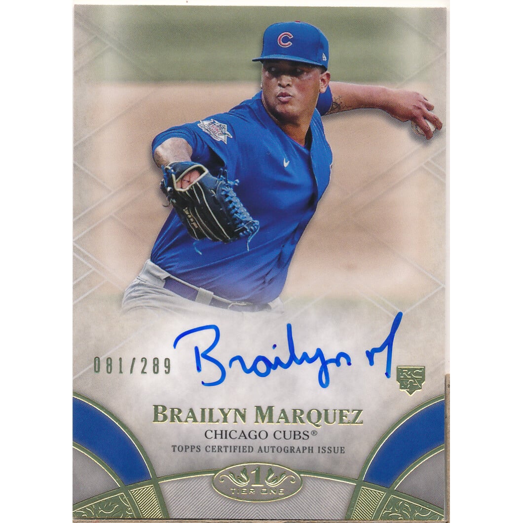 2021 Topps Tier One Break Out Autographs #BOABMA Brailyn Marquez/289. rookie card picture