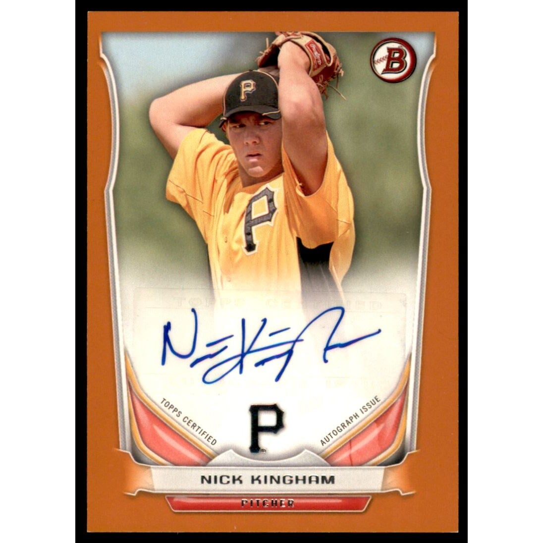 2014 Bowman Prospect Autographs Orange #PANK Nick Kingham. rookie card picture