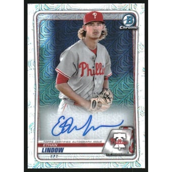 2020 Bowman Chrome Mega Box Prospect Autograph Refractors #BCMAEL Ethan Lindow