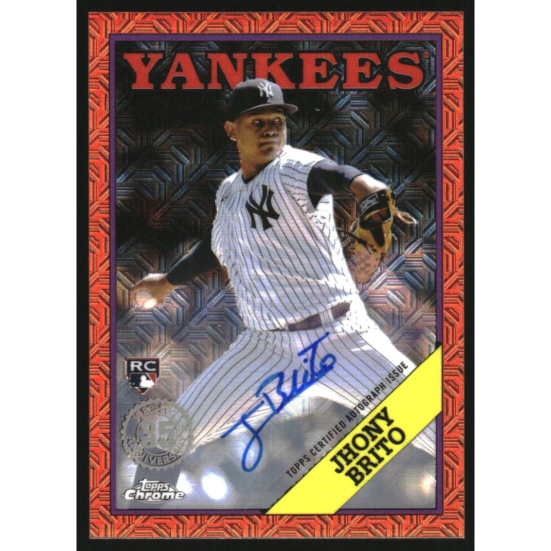 2023 Topps Update '88 Topps Silver Pack Chrome Autographs Orange Refractors #T88CU74 Jhony Brito. rookie card picture