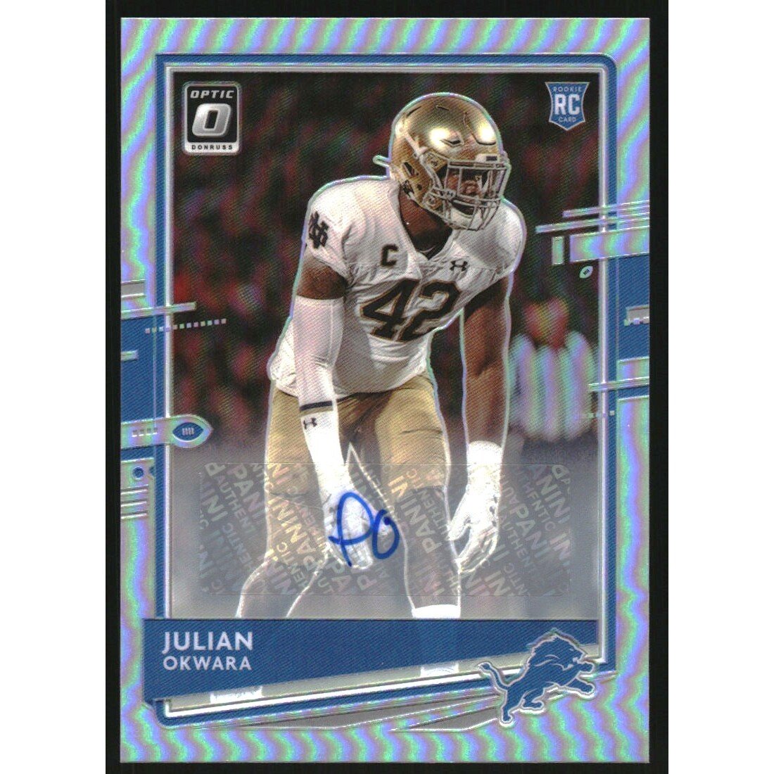 2020 Donruss Optic Rookies Autographs Holo #144 Julian Okwara/75. rookie card picture