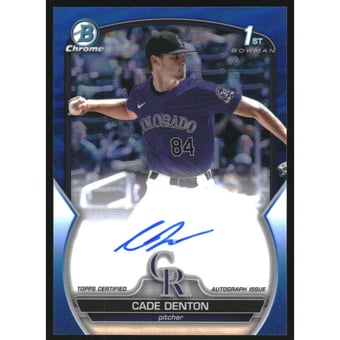 2023 Bowman Chrome Draft Autographs Blue Refractors #CDACDE Cade Denton