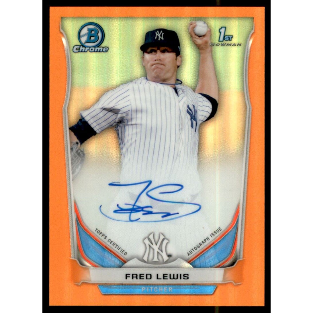 2014 Bowman Chrome Prospect Autographs Orange Refractors #BCAPFL Fred Lewis. rookie card picture