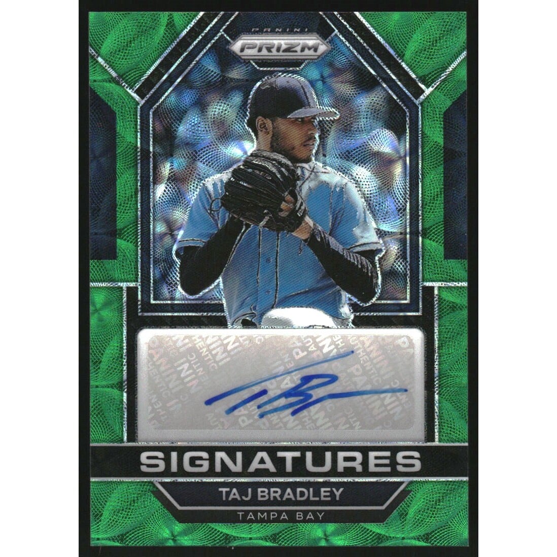 2023 Panini Prizm Signatures Prizms Green Scope #69 Taj Bradley. rookie card picture