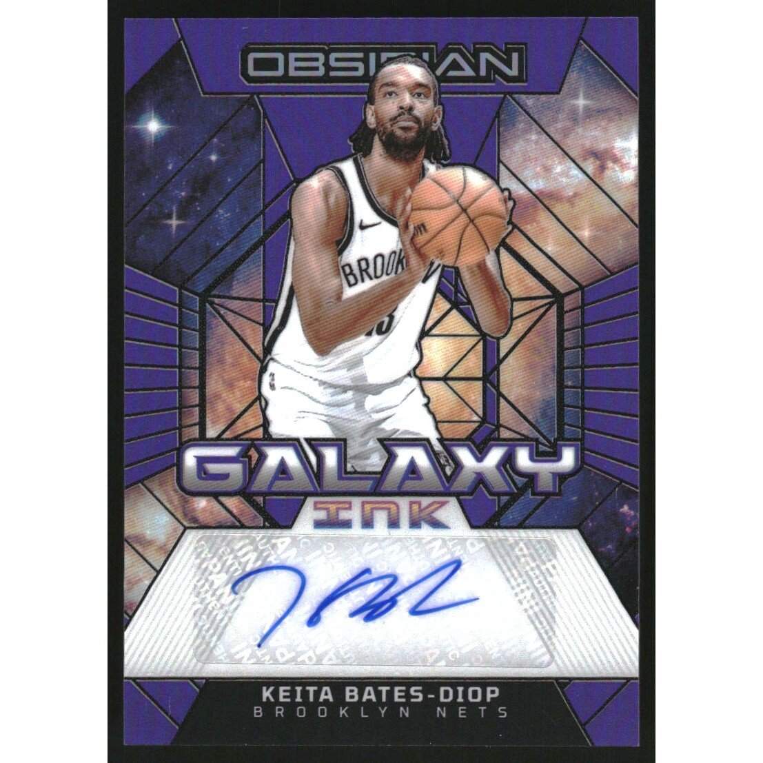 2023-24 Panini Obsidian Galaxy Ink Electric Etch Purple Flood #50 Keita Bates-Diop. rookie card picture
