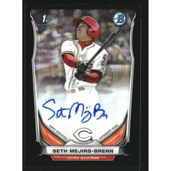 2014 Bowman Chrome Prospect Autographs Black Wave Refractors #BCAPSMB Seth Mejias-Brean