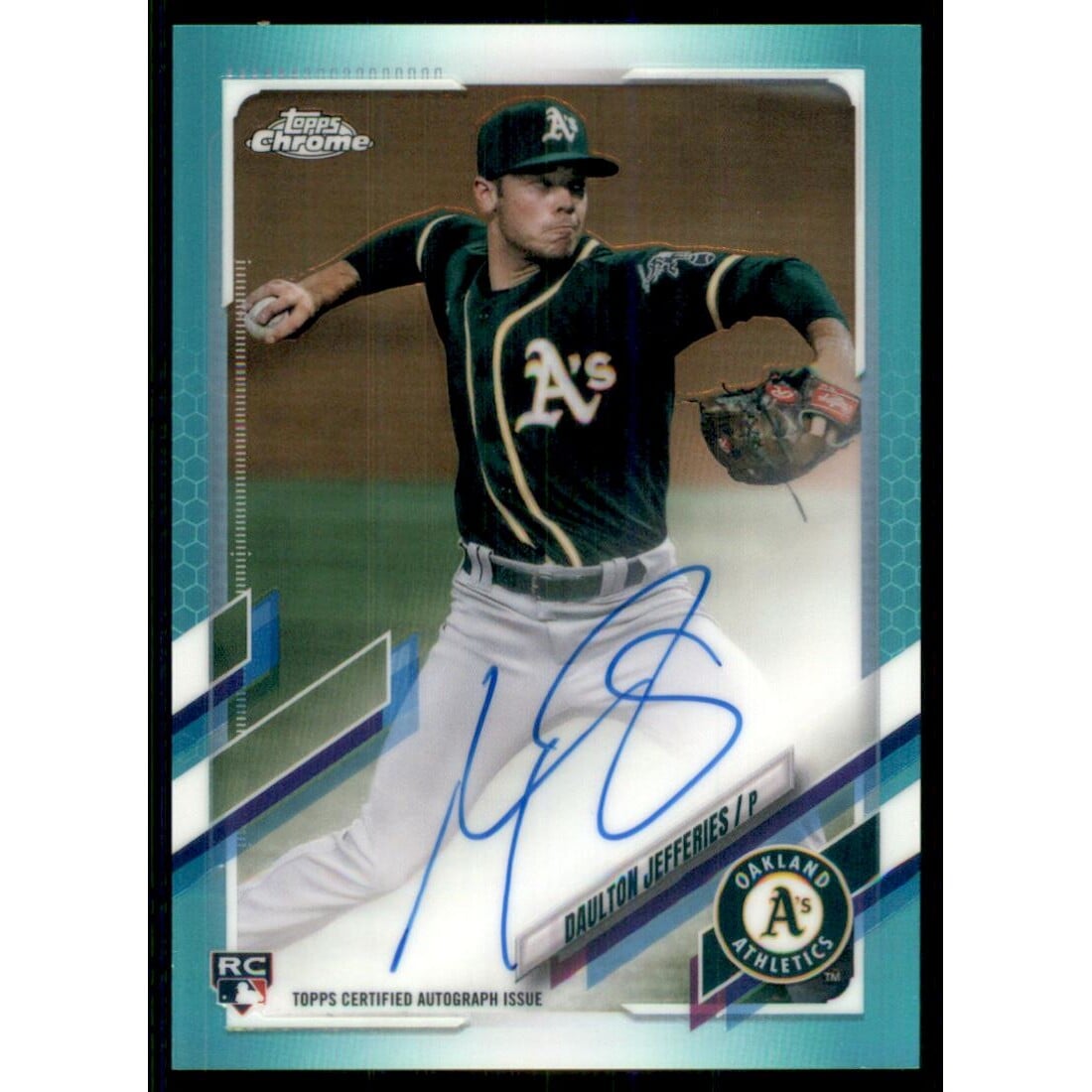 2021 Topps Chrome Rookie Autographs Aqua Refractors #RADJ Daulton Jefferies. rookie card picture