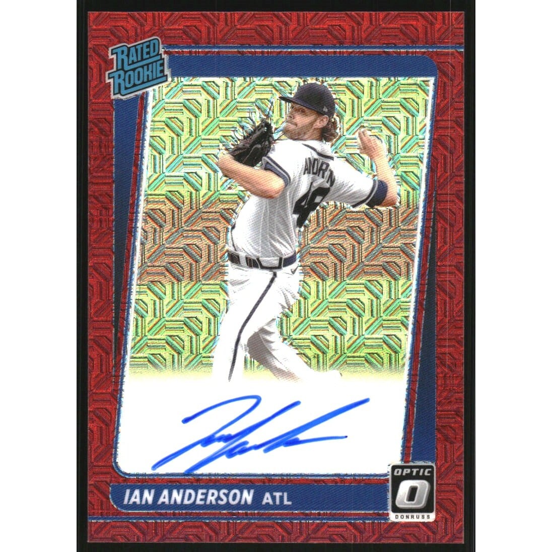 2021 Donruss Optic Rated Rookies Signatures Red Mojo #33 Ian Anderson. rookie card picture