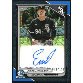 2024 Bowman Chrome Mega Box Autographs Blue Refractors #BMAEH Eduardo Herrera