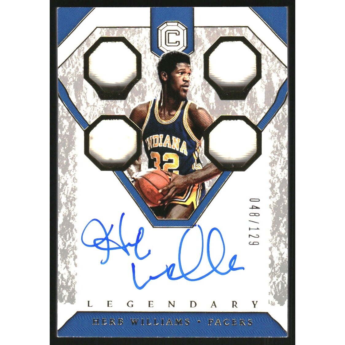 2018-19 Panini Cornerstones Legendary Quad Relic Autographs #23 Herb Williams/129. rookie card picture