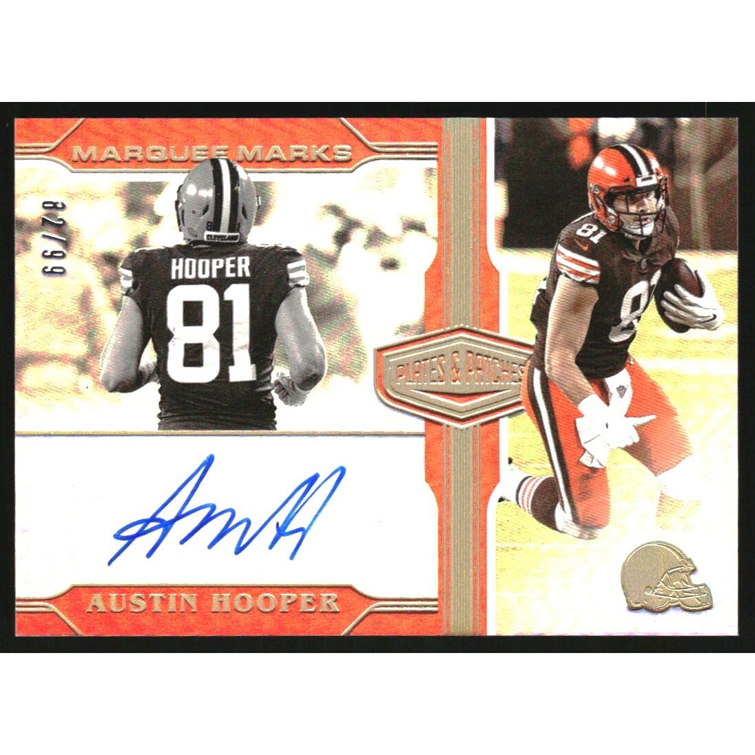 2020 Panini Plates and Patches Marquee Marks #10 Austin Hooper/99. rookie card picture