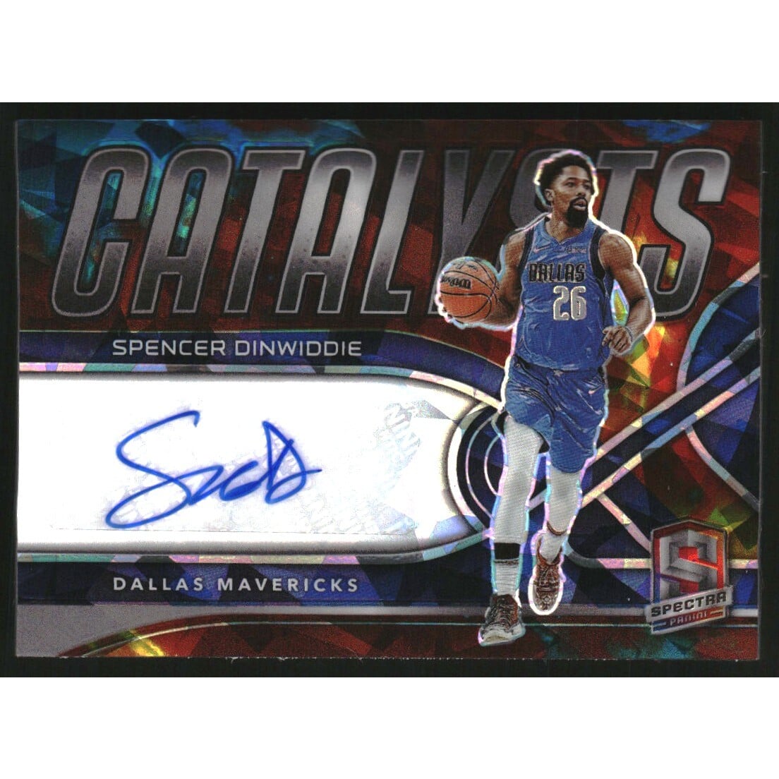 2021-22 Panini Spectra Catalysts Signatures Astral #7 Spencer Dinwiddie/49. rookie card picture
