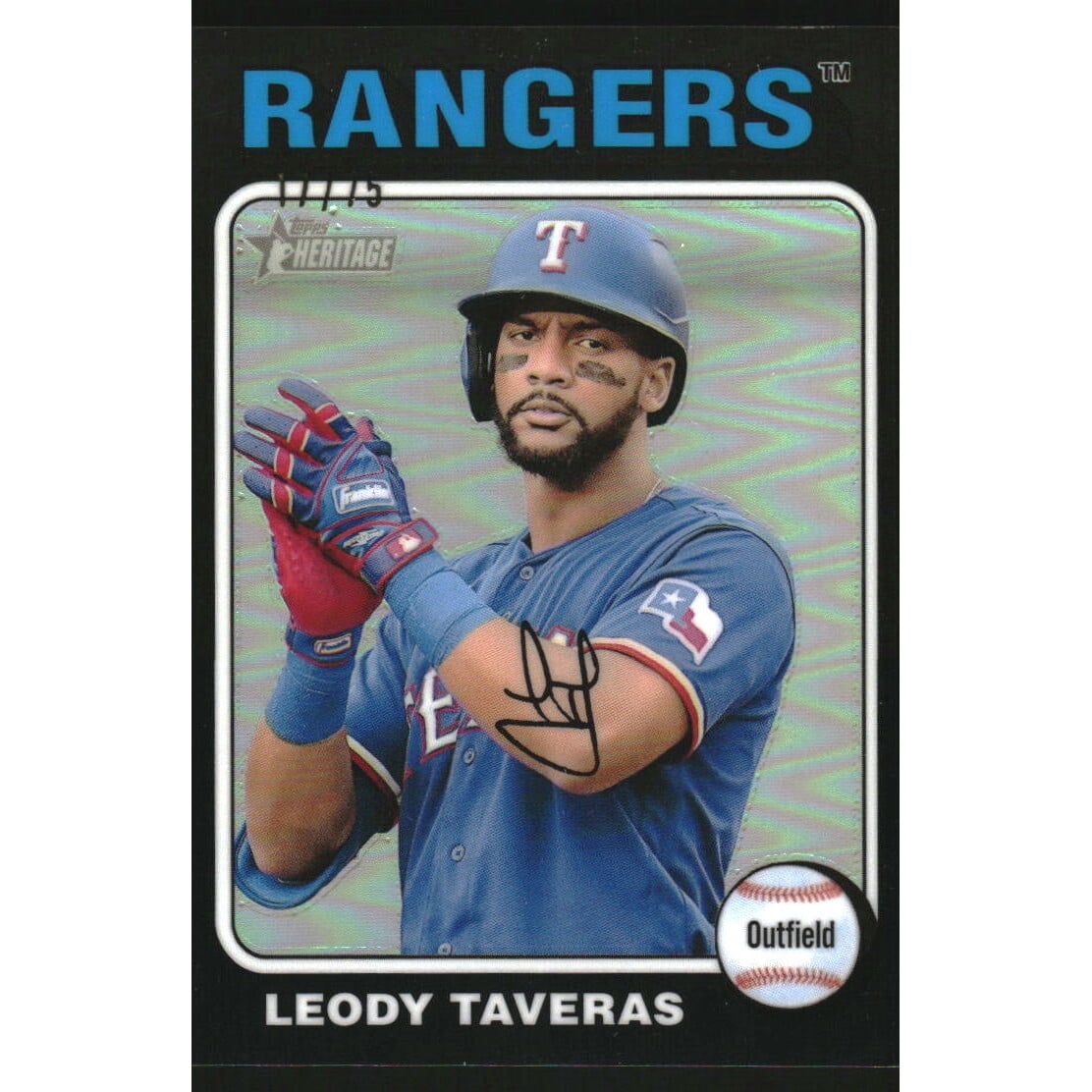 2024 Topps Heritage Chrome Black Refractors #407 Leody Taveras HN. rookie card picture