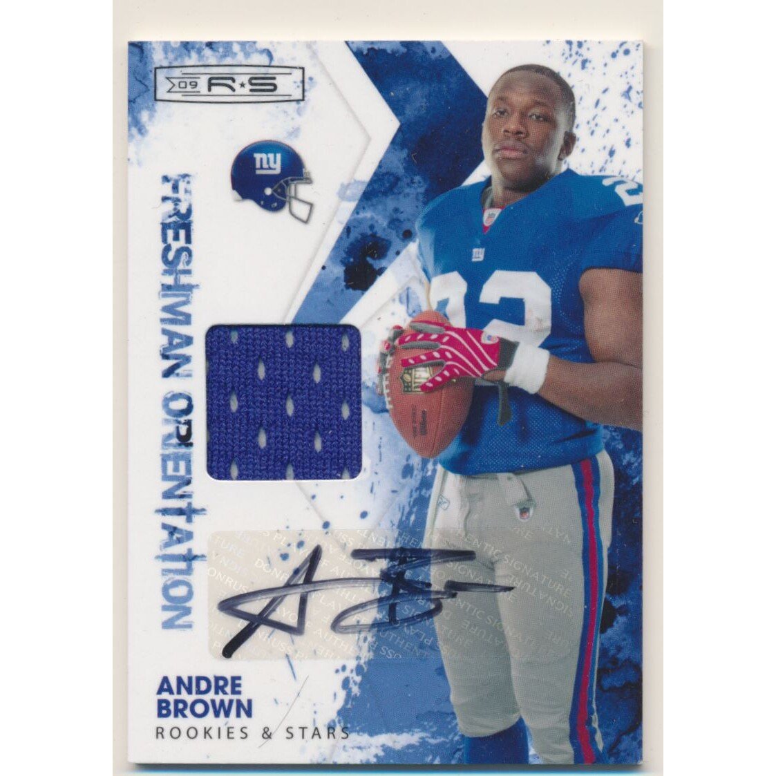 2009 Donruss Rookies and Stars Freshman Orientation Materials Jerseys Autographs #10 Andre Brown/100. rookie card picture