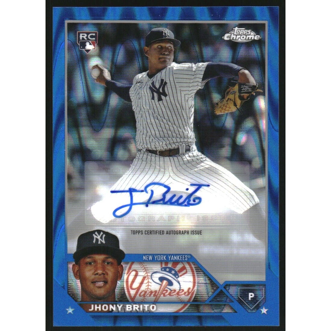 2023 Topps Chrome Update Autographs Blue Raywave Refractors #ACJBR Jhony Brito. rookie card picture