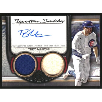 2023 Topps Museum Collection Signature Swatches Dual Relic Autographs #SWDRATM Trey Mancini/299
