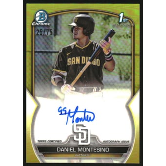 2023 Bowman Chrome Prospect Autographs Yellow Refractors #CPADM Daniel Montesino