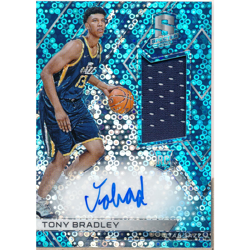 2017-18 Panini Spectra Neon Blue #114 Tony Bradley JSY AU/99. rookie card picture