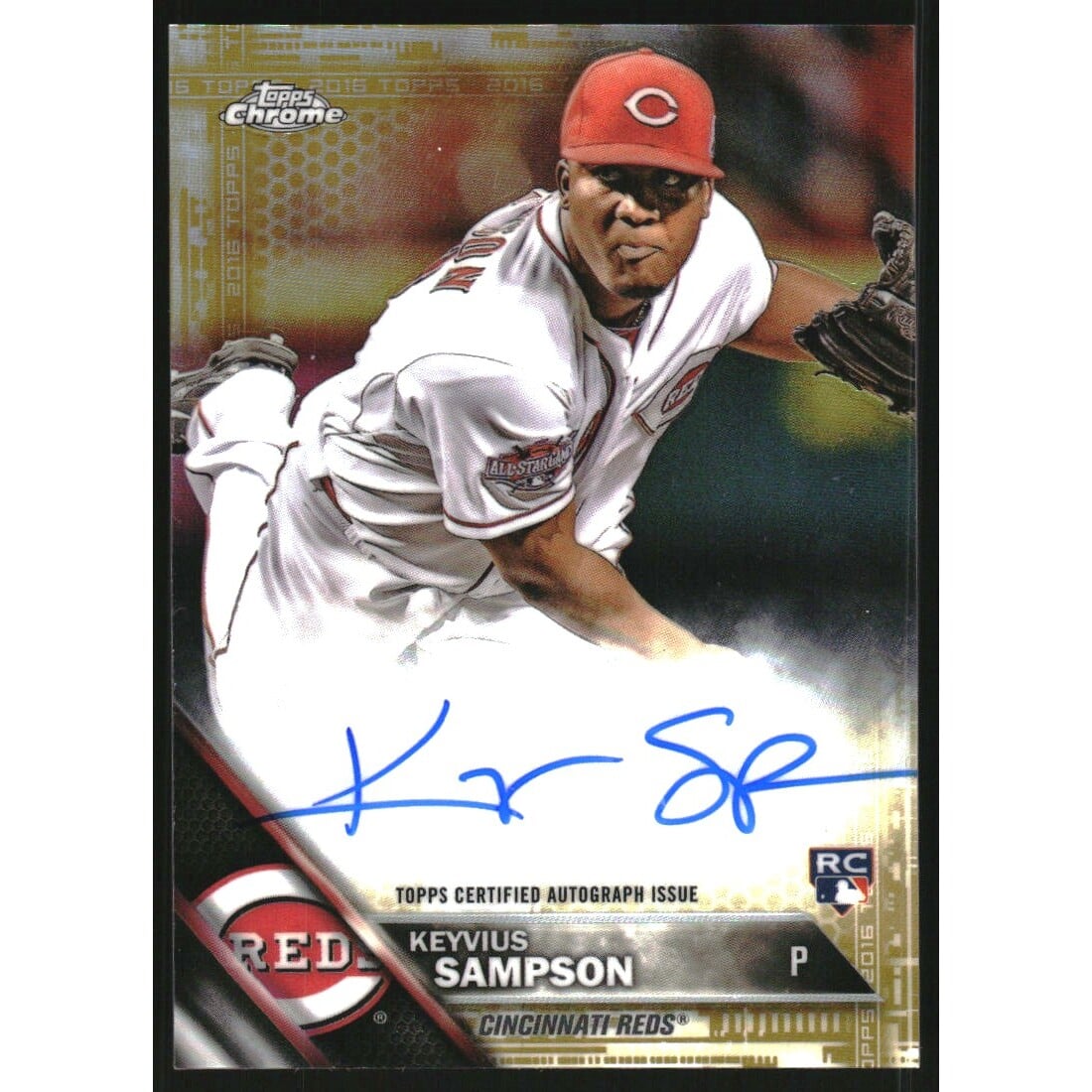 2016 Topps Chrome Rookie Autographs Gold Refractors #RAKSA Keyvius Sampson. rookie card picture
