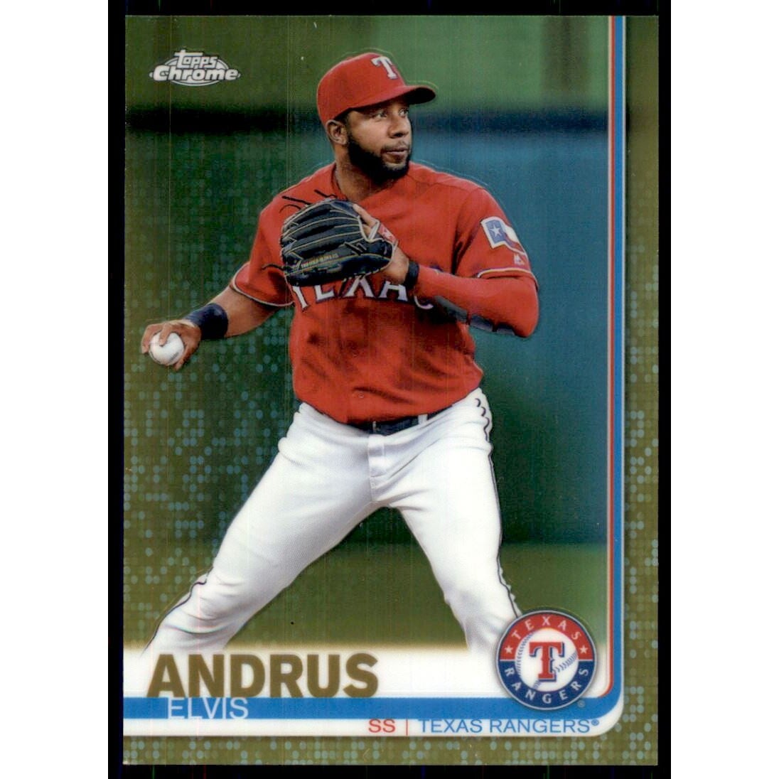 2019 Topps Chrome Gold Refractors #157 Elvis Andrus. rookie card picture