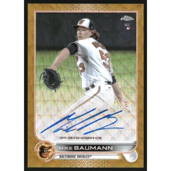 2022 Topps Chrome Rookie Autographs Gold Wave Refractors #RAMB Mike Baumann