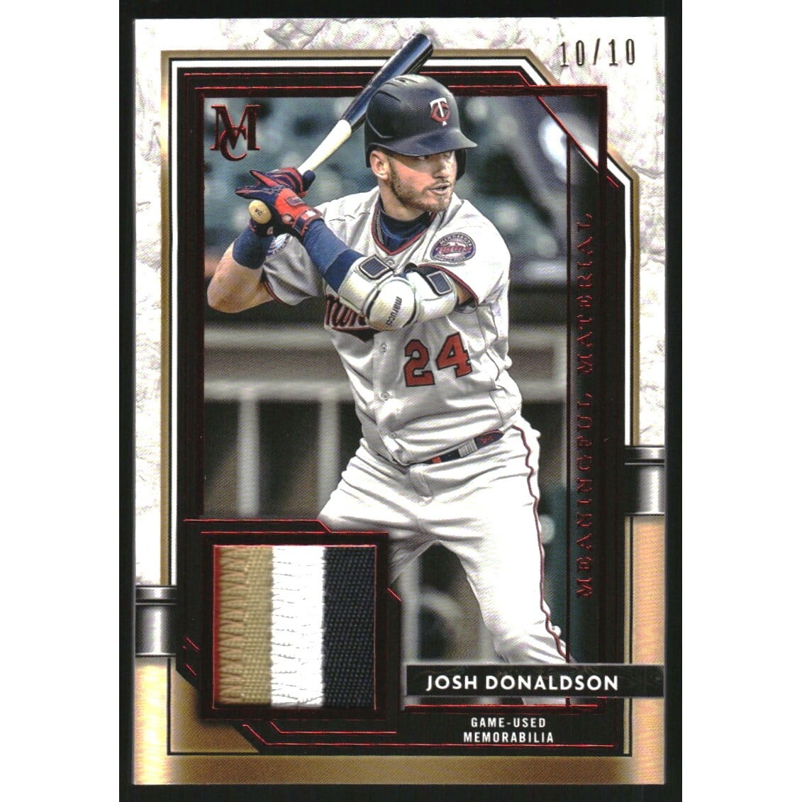 2021 Topps Museum Collection Meaningful Material Relics Ruby #MMRJD Josh Donaldson. rookie card picture