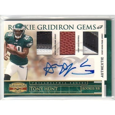2007 Donruss Gridiron Gear Rookie Jerseys Trios Prime Autographs #222 Tony Hunt. rookie card picture